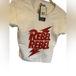 NWT Bowie cropped tee WHITE Size L